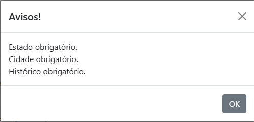 Tratamento de erros de formulário